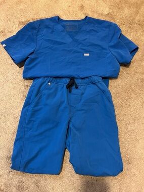 EUC FIGS Scrubs Set Royal Blue Men’s Size Small  Leon Top - Small Tansen Joggers
